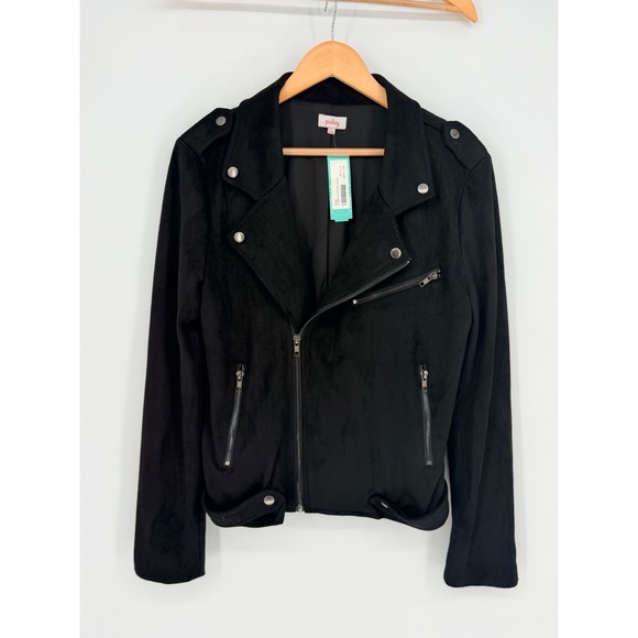 Pixley Jackets & Blazers - Pixley Stitch Fix Black Faux Suede Moto Jacket Womens Large Zip Biker